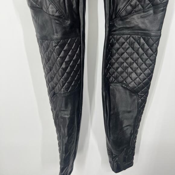 Spanx Quilted Faux Leather Leggings in Very Black - Picture 4 of 10